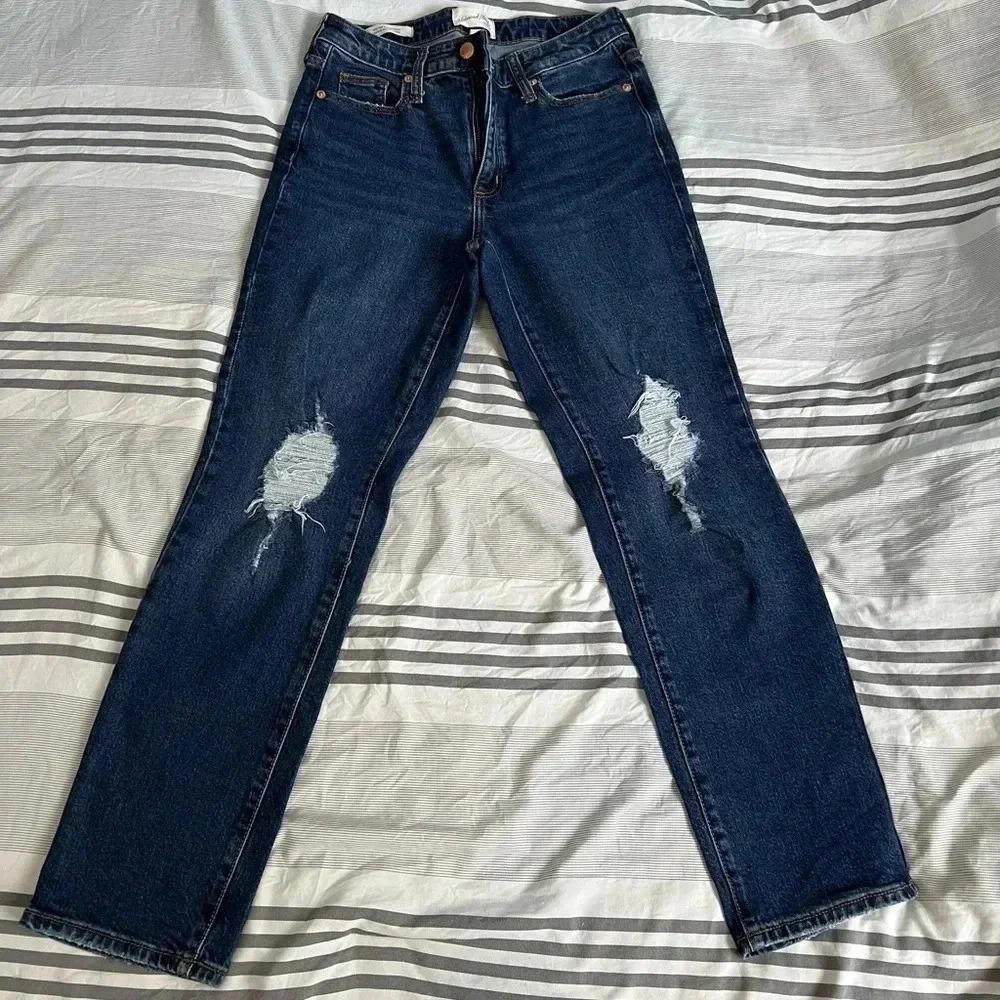 Dark Blue Distressed Women's Jeans